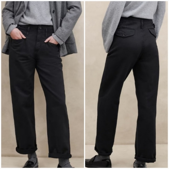 Banana Republic, New, Black High Rise Heritage Tapered Relaxed Pants, Size 10